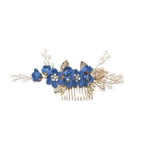Style européen américain <span class=keywords><strong>mariage</strong></span> mariée alliage fleur conception <span class=keywords><strong>cheveux</strong></span> accessoires Style frais transfrontalier chaud article bleu peigne à <span class=keywords><strong>cheveux</strong></span> - Product Image 4
