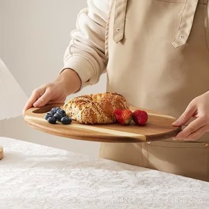 Tabla de cortar de madera de acacia con asa, rectangular, para cocina, para cortar frutas, carne, pizza, madera maciza, diseño original - Product Image 3