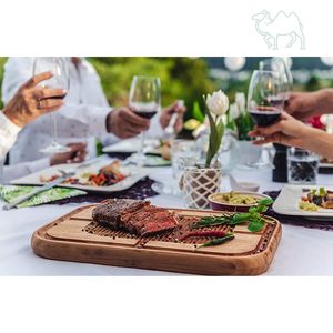 Planche à découper moderne en bambou avec rainure à jus et surface de coupe antidérapante Bonne planche à découper Bloc à découper solide pour la cuisine - Product Image 2