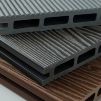 Papan Lantai Kayu WPC Hitam 25mm Anti Air, Anti Api, Anti Selip, Motif Lurus, Sistem Pengunci Ganda, Ramah Lingkungan untuk Taman