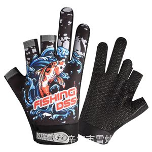 Guantes de pesca de tres dedos abiertos, de seda helada, con pantalla táctil, finos, con protección solar, para hombres y mujeres, deportes, ciclismo, viajes diarios - Product Image 3
