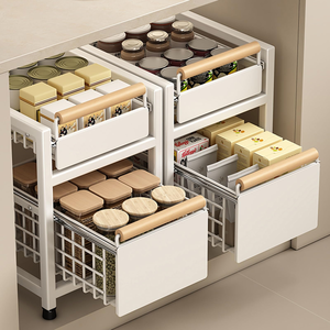 Organizador de Gabinetes Extraíble de 2 Niveles a Prueba de Polvo para Baño y Cocina, para Especias, Juguetes, Bolsas Escolares, con Cajones Deslizantes - Product Image 1