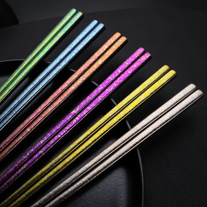Pure Titanium Chopsticks Series Colored Ice Flower Crystal Non Slip Outdoor Camping Round Solid Color - Product Image 2