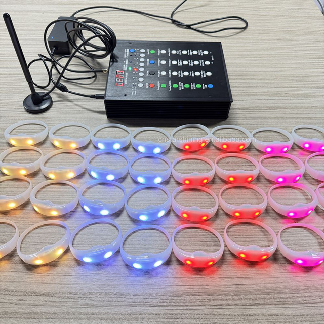 Shenzhen Wholesale Custom Logo DMX Remote Controlled LED Light Luminous Wristband Festive Bracelet for Christmas Parties