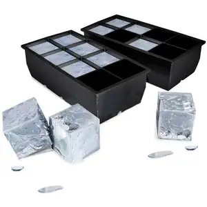 Lebensmittel qualität Silikon 8 Big Ice Tray Form Große Silikon Eiswürfel Square Tray Form DIY Eismaschine