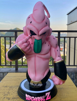 Statue Buste Dragon Majin Buu Anime GK en Résine Peinte à la Main Design Artistique Échelle 1/1 Base LED Effet Énergétique pour Décoration Intérieure