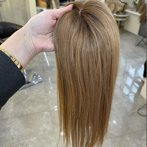 Topper per capelli con <span class=keywords><strong>Base</strong></span> in seta 100% pezzo di capelli umani europei vergini Clip ebrea di colore biondo in Topper con parte superiore in seta - Product Image 6