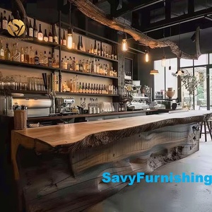 Mostrador de Bar de madera maciza 3D, concepto Industrial Pub Bar, diseño de interiores, clásico Bistro, Mostrador de tienda, tipo de jardín, Mostrador de cafetería - Product Image 3