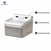 Distributeur d'eau intelligent à induction pour animaux de compagnie, fontaine à boire pour chat et chien activée par capteur avec pompe filtrante, abricot et blanc gris