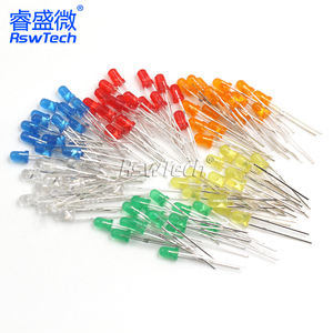 3mm発光ダイオードLEDランプビーズ、5mmカラフルな麦わら帽子型楕円形赤外線LEDチップダイオード - Product Image 2