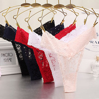 Celana Dalam Wanita YCH Seksi Model Low-Rise Berbahan Rajut dengan Renda, Bagian Selangkangan Katun Transparan Berongga Anti-Bakteri Cepat Kering Ukuran Besar Model Thong