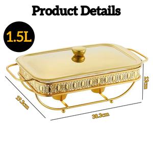 Plats chauffants de luxe de 1,5 L/2 L, plat chauffant pour buffet, réchaud à nourriture, réchaud à buffet en verre pour hôtel, restaurant, maison - Product Image 2