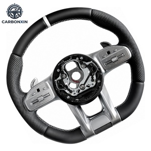 Volant en cuir noir et fibre de carbone forgée pour Mercedes Benz W204 W205 W211 W213 W212 W222 EQA E550 G63 C63 AMG GThite - Product Image 5