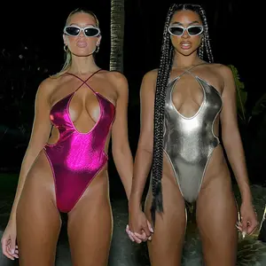 Top Selling Metallic Swimsuit Swimwear Women Sexy Swimwear Beachwear Bathing Suit Women One Piece Swimsuit 2024 Bikini Swimwear