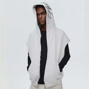 Sudadera con capucha gráfica y cremallera de peso pesado para hombre, ropa de calle de alta calidad para invierno, diseño de bordado, ropa de diseñador teñida lisa - Product Image 4