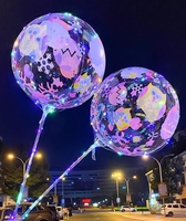 Ballon Bobo lumineux transparent à LED avec bâtonnets pour décorations de mariage et de fête d'anniversaire