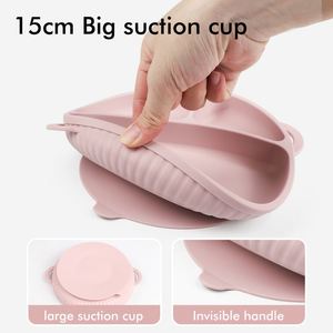 Ensemble d'assiettes divisées en silicone avec ventouse, animaux de dessin animé, sans BPA, écologiques, en forme de cœur, pour les repas des tout-petits et des enfants - Product Image 2