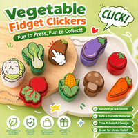 Vashine Porte-clés Fidget Clicker Imprimé en 3D en forme de légumes (Carotte, Maïs, Chou), Jouet Sensoriel Adorable et Breloque de Sac Apaisante pour le Soulagement du Stress