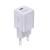 Chargeur rapide WISESIR 20W GaN PD 3.0/QC3.0 avec protection OTP, port Type-C, prise EU pour usage domestique, pour téléphones