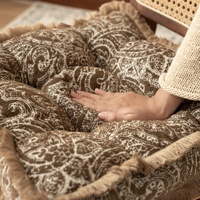 Coussin de siège vintage en jacquard Paisley, coussin de chaise rétro en chenille pour décoration de mariage et de fête, coussin de sol doux avec sangle de soutien