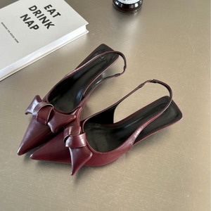Escarpins rembourrés souples pour femmes, escarpins à talons bas en <span class=keywords><strong>cuir</strong></span> noir avec nœud ruban, escarpins élégants, escarpins d'été à bout pointu - Product Image 4