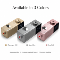 Diffuseur de parfum et enceinte musicale 2-en-1 60 ml en aluminium, Wi-Fi sans fil, 7 niveaux, horloge LCD, température, alerte huile, 300 m², OEM, argent, or, rose