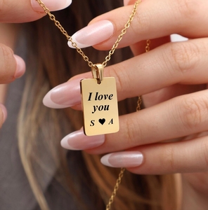 Acero inoxidable personalizado Los Amantes esqueleto tarot tarjeta collar 18K chapado en oro, plata y oro rosa-resistente al agua - Product Image 4