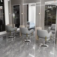 Chaise de barbier rotative haut de gamme en acier inoxydable avec fonction de levage pour salon de coiffure et barbier