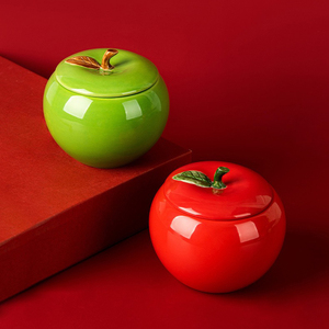 <strong>Red</strong> Luxury Apple Shaped Aromatherapy <strong>Candle</strong> Scented Container Custom Logo Ceramic Jars for Christmas Gifts Soy Wax <strong>Candles</strong> - Product Image 5