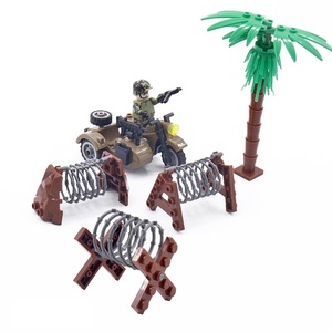 Quân đội đồ chơi moc xây dựng gạch DIY WW2 quân sự mini roadblock chơi Set 3 phong cách của nhựa mini roadblock xây dựng khối trẻ em - Product Image 2