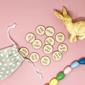 Hạnh Phúc Easter Egg tokens Easter Egg Hunt cho trẻ em phần thưởng giỏ stuffer bằng gỗ trứng Đồng Xu Chất độn Easter chore tokens Quà Tặng