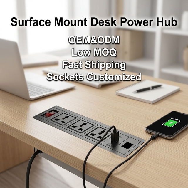 Smart Surface Mount Desk Power Hub Tabletop Media Outlet for Laboratory Workplace Training Room Library Computer Booth