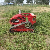 Cortacésped Robótico con Orugas de Goma, Cortacésped a Gasolina Autopropulsado con Control Remoto para Jardín en Venta