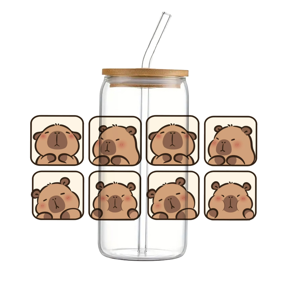 Capybara Cartoon UV Waterproof DTF Sticker 16oz Cup Wraps