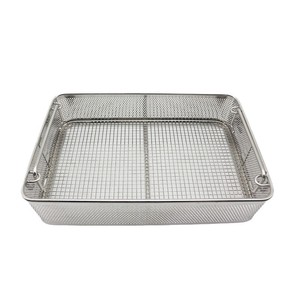 Cesta de alambre de acero inoxidable 304, 23cm x 23cm x 7cm, cesta de drenaje engrosada para esterilización de instrumentos y almacenamiento de alimentos - Product Image 1