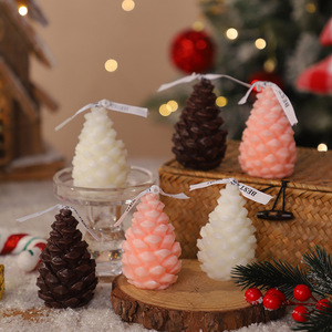 Bougie parfumée en forme de cône de pin de Noël, souvenir créatif, ensemble de décoration pour la maison, accessoires de photographie, cadeau de fêtes - Product Image 3