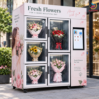 Distributeur automatique de fleurs réfrigéré intelligent JOYVEND, écran tactile 21,5 pouces, capacité de 5 bouquets, service 24h/24 et 7j/7 pour les petites entreprises