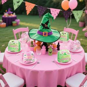 Paquete de 12 Cajas de Regalo de papel para fiesta temática de Brujas, cajas de dulces Goodie de colores verdes y rosas para decoración de suministros para fiestas de mujeres temáticas de brujas - Product Image 5
