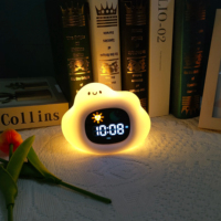 Veilleuse rechargeable en silicone en forme de nuage avec bruit blanc, entraîneur de sommeil et réveil vibrant pour chambre d'enfant – Cadeau idéal