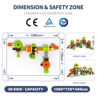 Structure de jeu extérieure pour enfants en plastique certifiée EN1176 avec système multi-glissades sur le thème de la jungle pour les écoles et les communautés préscolaires