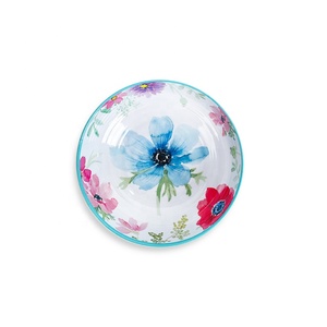 Bol rond en mélamine Bestwares, motif floral aquarelle personnalisé, bord turquoise, pour restaurant, dessert, salade - Product Image 2