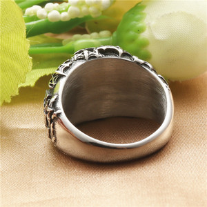 European American Style <b>Titanium</b> Steel Bat <b>Ring</b> Men's Punk Retro Silver Jewelry Gift - Product Image 3