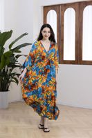 Dalam stok 16 warna Rayon dicetak pantai Cover-Up Handwoven ukuran besar liburan jubah dengan perlindungan matahari untuk pakaian Bikini