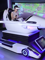 Simulador de vuelo VR de metal de acero y aluminio de fibra de vidrio duradero, máquina de juego de realidad Virtual de aviones interiores para aeropuerto de compras