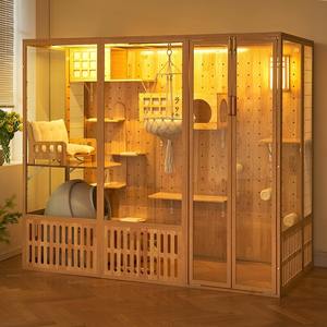 Personalizzabile di lusso panoramico in vetro <span class=keywords><strong>Cat</strong></span> House grande Villa al coperto con vetrina per animali domestici con gabbia per gatti personalizzabile per la casa - Product Image 6