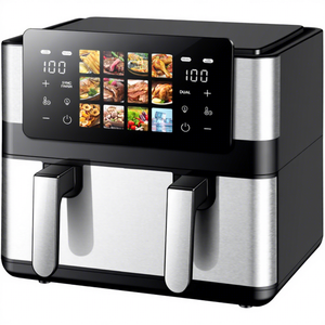 Freidora De aire Digital profesional De 10L, <span class=keywords><strong>doble</strong></span> cajón, Freidora De Aire, electrodomésticos De cocina, freidora De aire inoxidable Dual con ventana Visual - Product Image 1