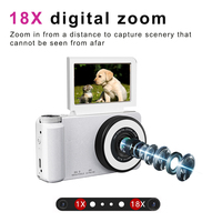 A67B Dijital Fotoğraf Makinesi 18X Zoom Güzellik Dolgu Işığı 180 °   Ekranı Çevirme Özelliği 4K Video Kaydı 64MP Fotoğraf Çekimi 2000mAh OTG Web Kamerası Çocuklar için PC Kamerası