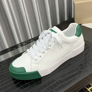 Sneakers en cuir véritable de luxe, chaussures décontractées à blocs de couleurs pour hommes et femmes - Product Image 4