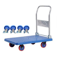 Chariot à provisions muet à quatre roues portable plate-forme de manutention pliable utilisation de cuisine chariot à remorque d'entrepôt en métal en plastique