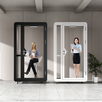 Cabine de réunion modulaire intelligente insonorisée pour bureau, intérieur et extérieur, avec verre trempé et éclairage LED